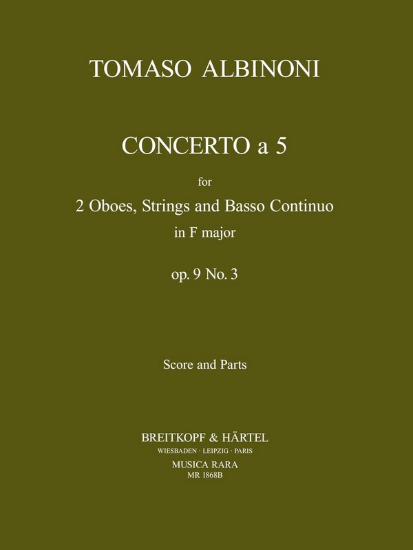 Concerto à 5 op.9,3&nbsp;&nbsp;für 2 Oboen und Streicher&nbsp;&nbsp;Partitur und Stimmen