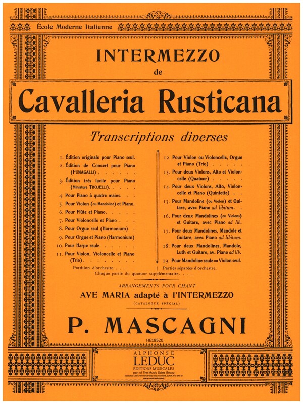 Intermezzo de Cavalleria Rusticana&nbsp;&nbsp;pour piano&nbsp;&nbsp;Anschütz, J.A., arr.
