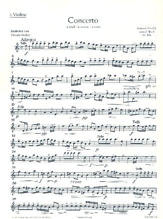 L'Estro Armonico op. 3/6 RV 356 / PV 1&nbsp;&nbsp;für Violine, Streicher und Orgel&nbsp;&nbsp;Einzelstimme - Violine I