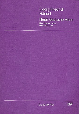9 deutsche Arien   für Sopran, oblig. Instrument und Bc  3 Stimmen (dt/en)