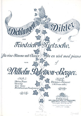Dichtungen von Friedrich Nietzsche Band 2  für eine Singstimme mit Klavier  (dt/schwed)