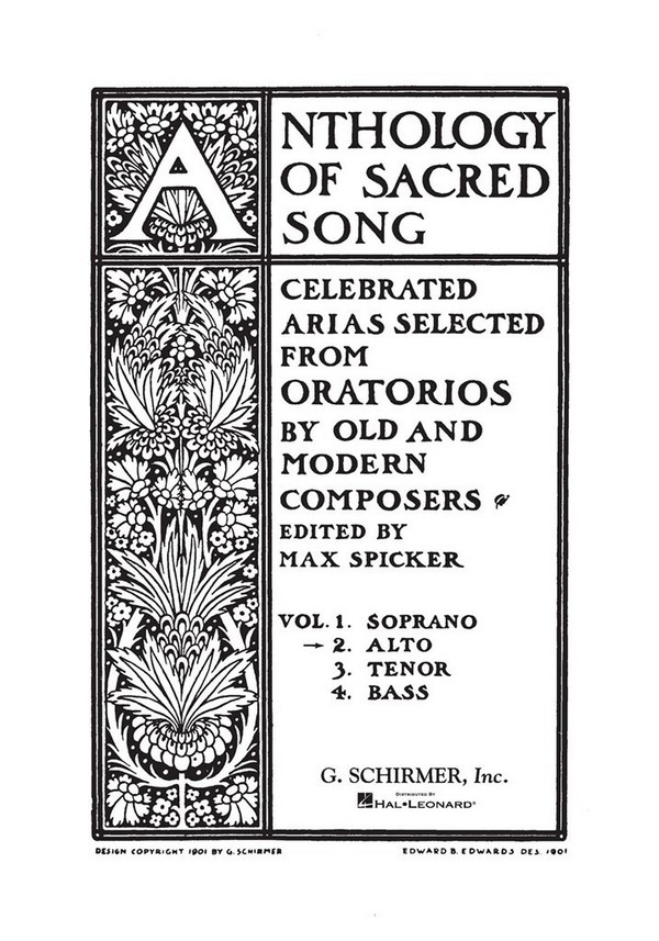 ANTHOLOGY OF SACRED SONG  FOR ALTO AND PIANO  SPICKER, MAX, ED