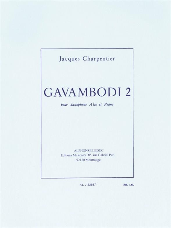 Gavambodi pour saxophone&nbsp;&nbsp;alto et piano&nbsp;&nbsp;