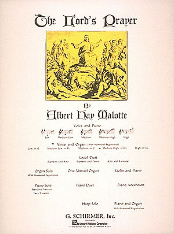 The Lord's Prayer for medium&nbsp;&nbsp;high voice and organ&nbsp;&nbsp;(d flat major)