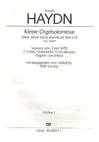 Kleine Orgelmesse B-Dur Hob.XXII:7&nbsp;&nbsp;für Sopran, Chor, Streicher, Orgel&nbsp;&nbsp;Violine 1