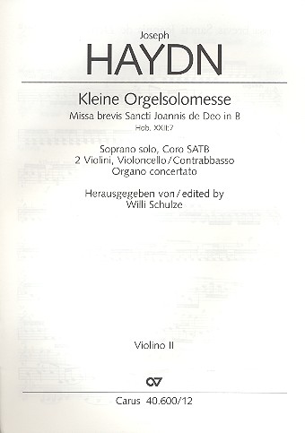 Kleine Orgelmesse B-Dur Hob.XXII:7&nbsp;&nbsp;für Sopran, Chor, Streicher, Orgel&nbsp;&nbsp;Violine 2