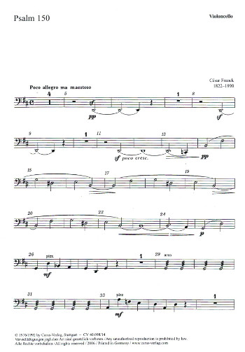 Psalm 150  für gem Chor, Streicher und Orgel  Violoncello