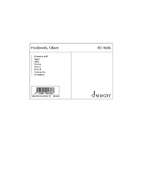 Oktett  für Klarinette, Fagott, Horn, Violine, 2 Violen, Cello und Kontrabass  Stimmen