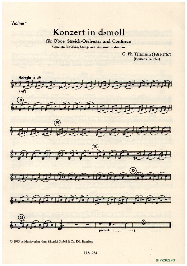 KONZERT D-MOLL FUER OBOE, STREICH-&nbsp;&nbsp;ORCHESTER UND BC&nbsp;&nbsp;SOLO-OBOE