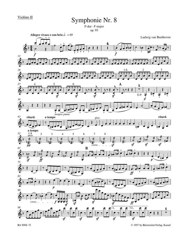 Sinfonie F-Dur Nr.8 op.93&nbsp;&nbsp;für Orchester&nbsp;&nbsp;Violine 2