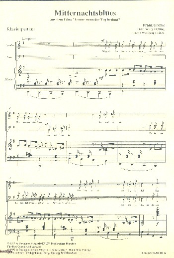 Mitternachtsblues  für Männerchor und Klavier  Klavierpartitur