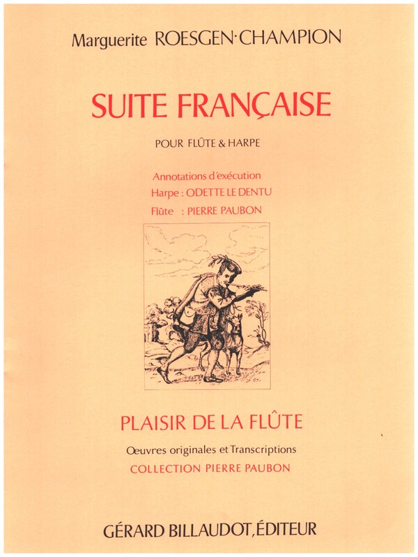 Suite francaise  pour flute et harpe  partition et partie de flute