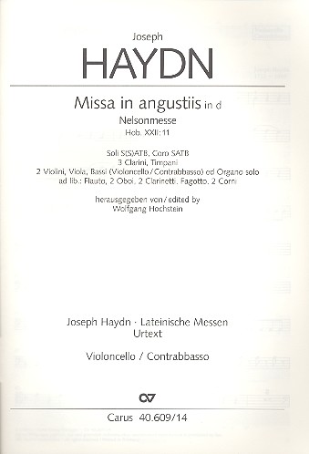 Missa in angustiis d-Moll Hob.XXII:11&nbsp;&nbsp;für Soli, Chor und Orchester&nbsp;&nbsp;Cello / Bass