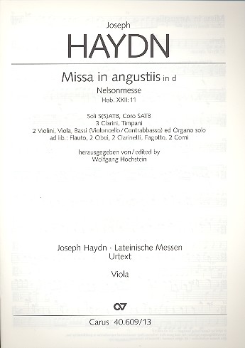 Missa in angustiis d-Moll Hob.XXII:11&nbsp;&nbsp;für Soli, Chor und Orchester&nbsp;&nbsp;Viola