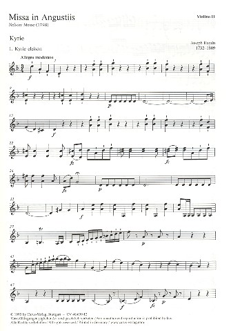 Missa in angustiis d-Moll Hob.XXII:11&nbsp;&nbsp;für Soli, Chor und Orchester&nbsp;&nbsp;Violine 2