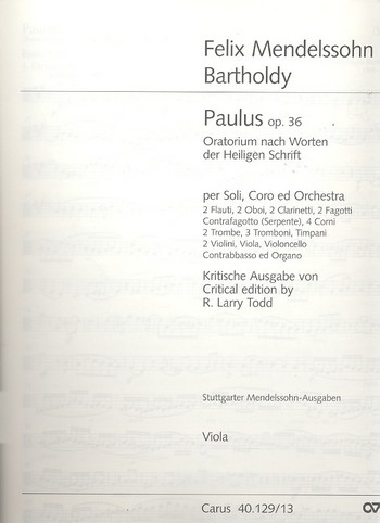 Paulus op.36&nbsp;&nbsp;für Soli, Chor und Orchester&nbsp;&nbsp;Viola