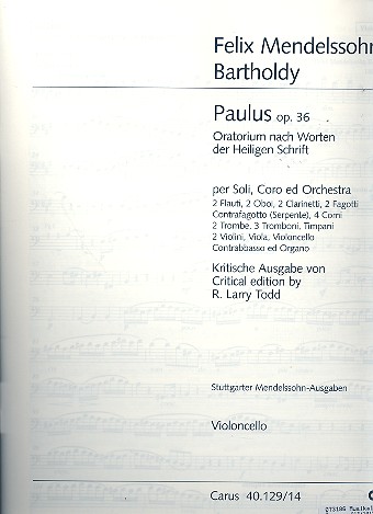 Paulus op.36&nbsp;&nbsp;für Soli, Chor und Orchester&nbsp;&nbsp;Violoncello