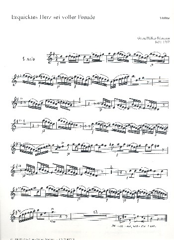 Erquicktes Herz, sei voller Freude&nbsp;&nbsp;Solokantate für Alt (B), Vl und Bc&nbsp;&nbsp;(Vc,Kb,Org)