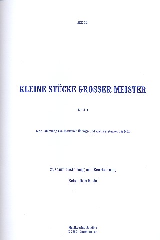 Kleine Stücke grosser Meister Band 1&nbsp;&nbsp;Sammlung von 18 kleine Übungs- und&nbsp;&nbsp;Vortragsstücken für Akkordeon (M3)