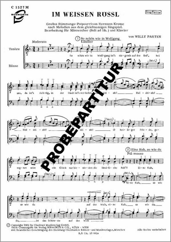 Im weissen Rössl&nbsp;&nbsp;für Männerchor (Soli ad lib) und Klavier (Orchester)&nbsp;&nbsp;Klavierpartitur