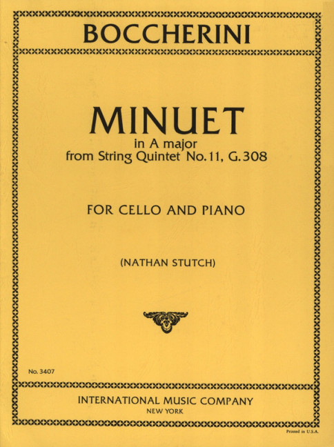 Minuet A major from string quintet no.11 G308&nbsp;&nbsp;for cello and piano&nbsp;&nbsp;