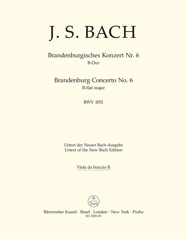 Brandenburgisches Konzert B-Dur&nbsp;&nbsp;Nr.6 BWV1051 für Orchester&nbsp;&nbsp;Viola da braccio 2