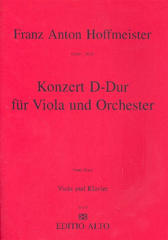 Konzert D-Dur für Viola und&nbsp;&nbsp;Orchester für Viola und Klavier&nbsp;&nbsp;