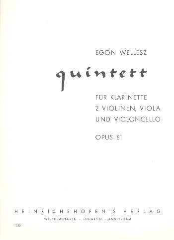 Quintett op.81 für Klarinette,&nbsp;&nbsp;2 Violinen, Viola und Violoncello&nbsp;&nbsp;