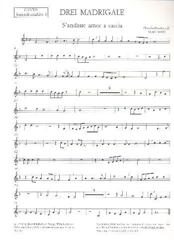 3 Madrigale für 5 Blockflöten (SSATB)  Stimmen  