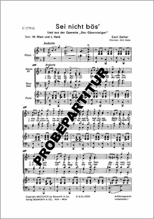 Sei nicht bös  für gem Chor und Klavier  Partitur