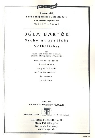 Der Bummler für Frauen-  oder Kinderchor a cappella  Partitur