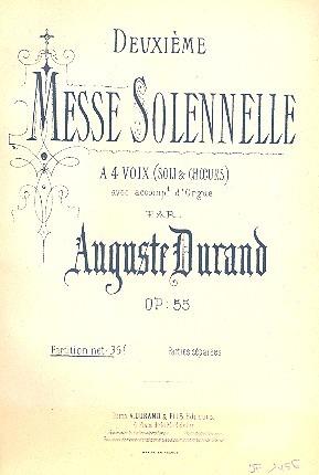 Messe solennelle no.2 op.55  pour soli, choeur mixte et orgue  