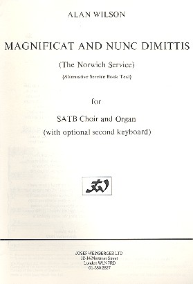 Magnificat and Nunc dimittis&nbsp;&nbsp;for mixed chorus and organ&nbsp;&nbsp;score
