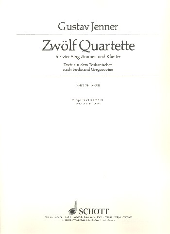 12 Quartette Band 3 (Nr.9-12)  für 4 Singstimmen und Klavier  Chorpartitur