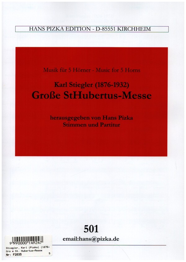 Grosse St. Hubertus-Messe  für 5 Hörner  Partitur und Stimmen