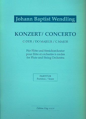 Konzert C-Dur für Flöte  und Streichorchester  Partitur
