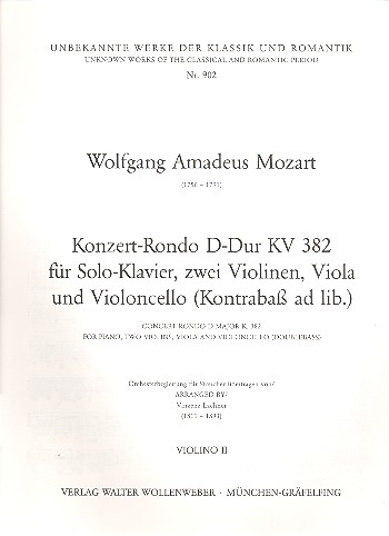Konzert-Rondo D-Dur KV382&nbsp;&nbsp;für Klavier und Streicher&nbsp;&nbsp;Violine 2