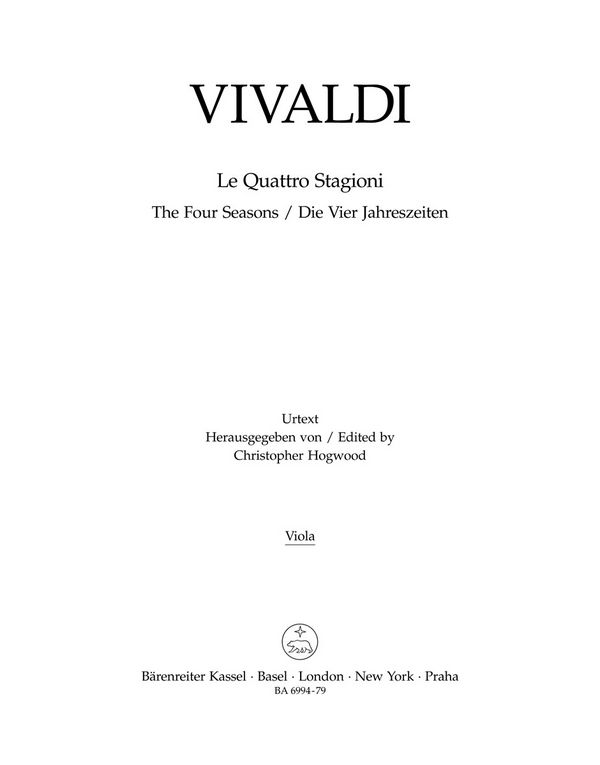 Die vier Jahreszeiten&nbsp;&nbsp;für Violine und Streicher&nbsp;&nbsp;Viola