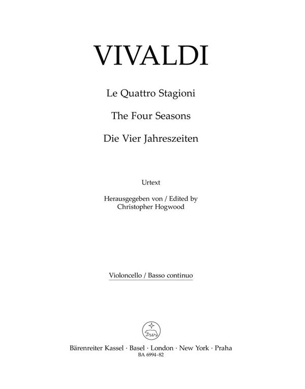 Die vier Jahreszeiten &nbsp;&nbsp;für Violine und Streicher&nbsp;&nbsp;Cello/Bass