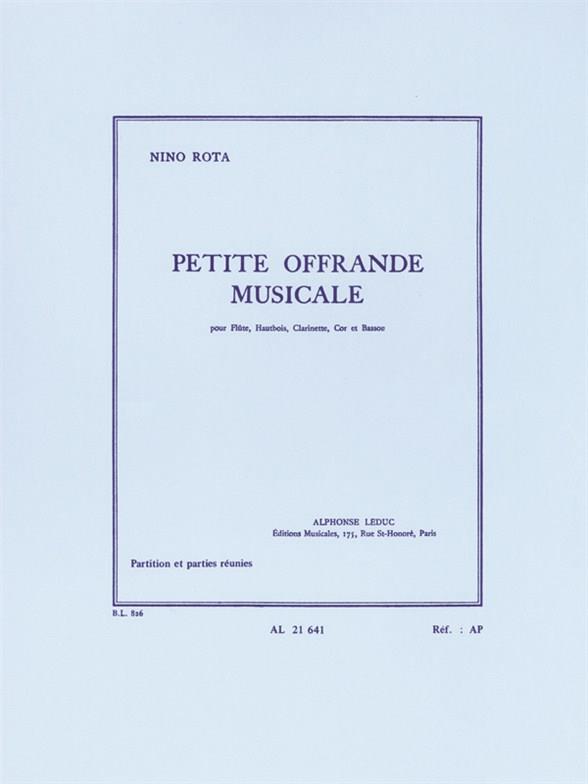 Petite offrande musicale pour flute,  hautbois, clarinette, cor et basson  partition+parties