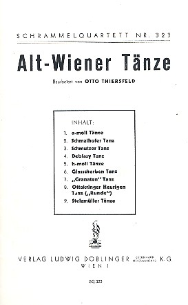 Alt-Wiener Tänze für&nbsp;&nbsp;Schrammelquartett&nbsp;&nbsp;
