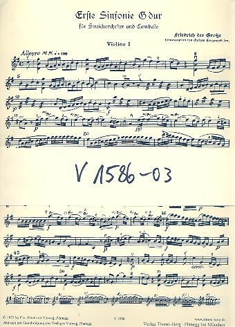 Sinfonie G-Dur Nr.1  für Streicher und Cembalo  Streicherset (3-3-1)-2-2-1