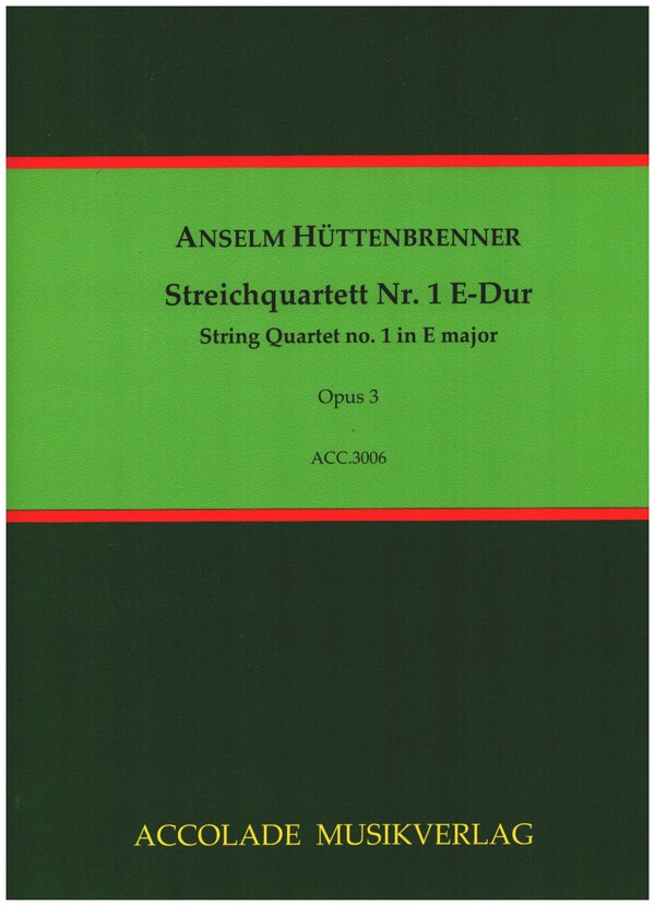 Streichquartett E-Dur Nr.1 op.3&nbsp;&nbsp;für 2 Violinen, Viola und Violoncello&nbsp;&nbsp;Partitur und Stimmen