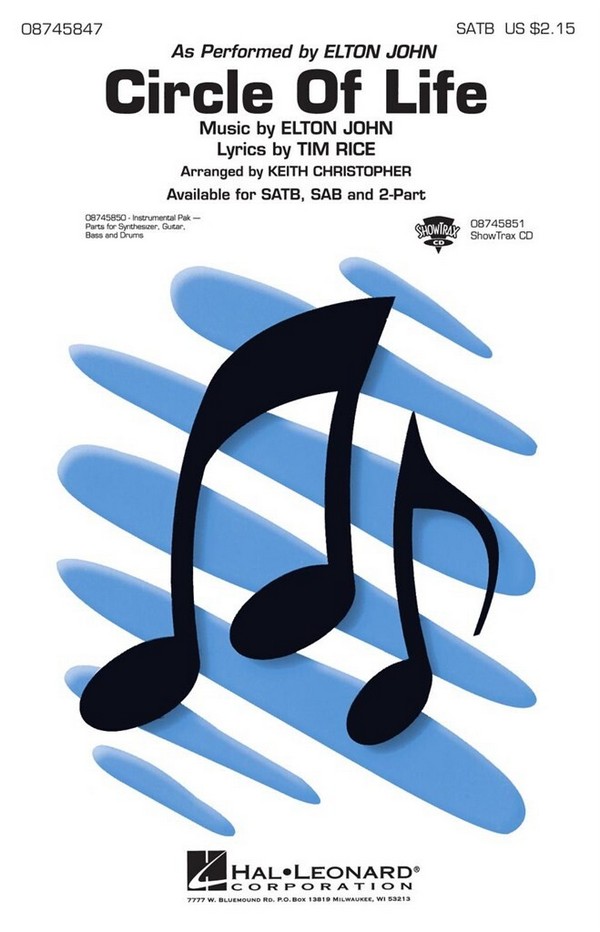 Circle of Life for mixed chorus  (SATB) and piano  score