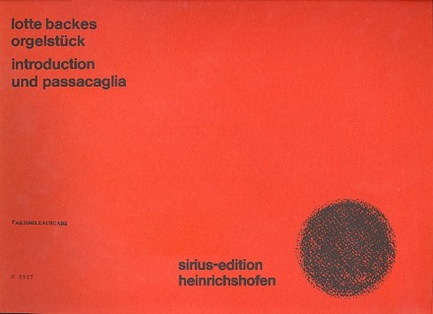 Introduction und Passacaglia  für Orgel  