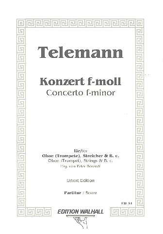 Konzert f-Moll&nbsp;&nbsp;für Oboe (Trompete), Streicher und Bc&nbsp;&nbsp;Partitur