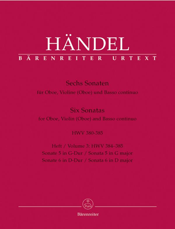 6 Sonaten Band 3 (Nr.5+6 HWV384-385)  für Oboe, Violine (Oboe) und Bc  