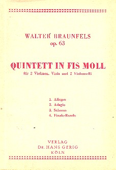 Quintett fis-Moll op.63  für 2 Violinen, Viola und 2 Violoncelli  Studienpartitur