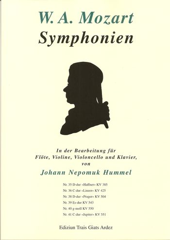 Sinfonie D-Dur KV385  für Flöte, Violine, Violoncello und Klavier  Partitur und Stimmen