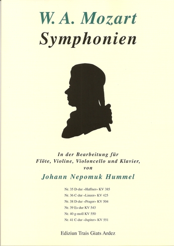 Sinfonie C-Dur KV551&nbsp;&nbsp;für Flöte, Violine, Violoncello und Klavier&nbsp;&nbsp;Partitur und Stimmen